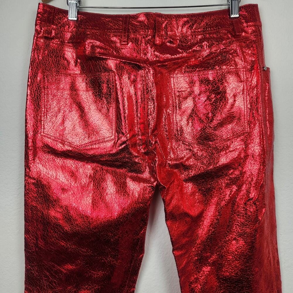 Retrofete Lynx Leather Pant in Metallic Red Size Large NWT Flare - Picture 8 of 12